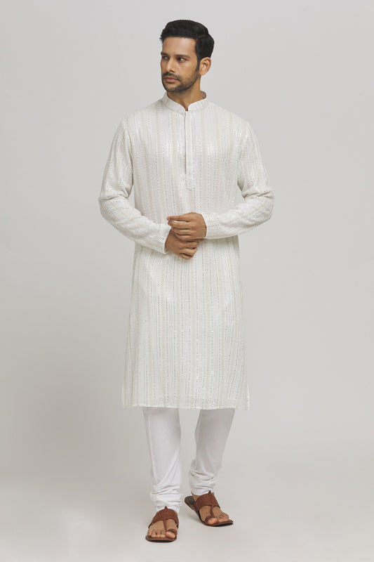 Riwaya Embroidered Cotton Kurta & Churidar Set