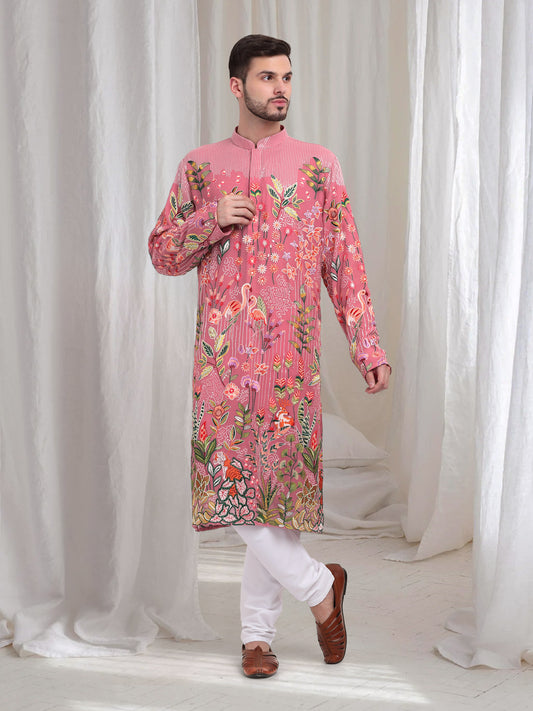 Varnika Embroidered Kurta Churidaar Set - Pastel Pink