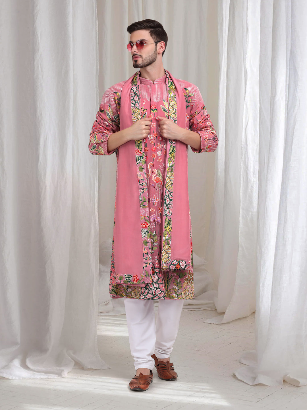 Varnika Embroidered Kurta Churidaar Set - Pastel Pink