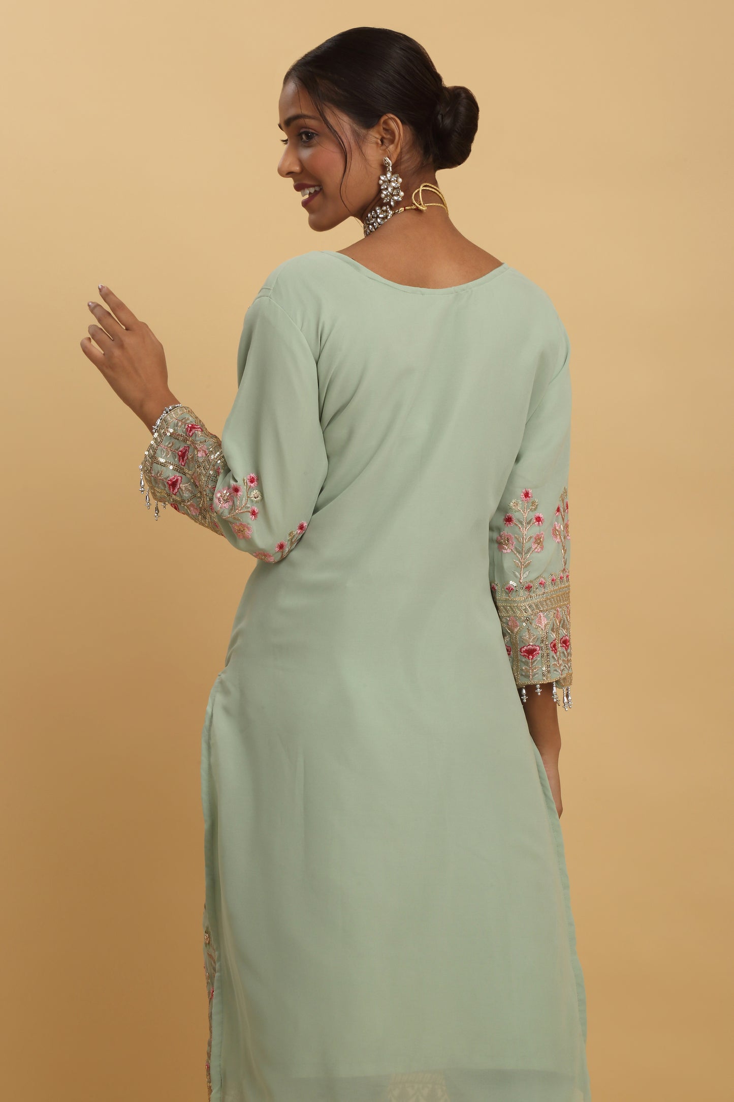 Floral Embroidered  Kurta Set