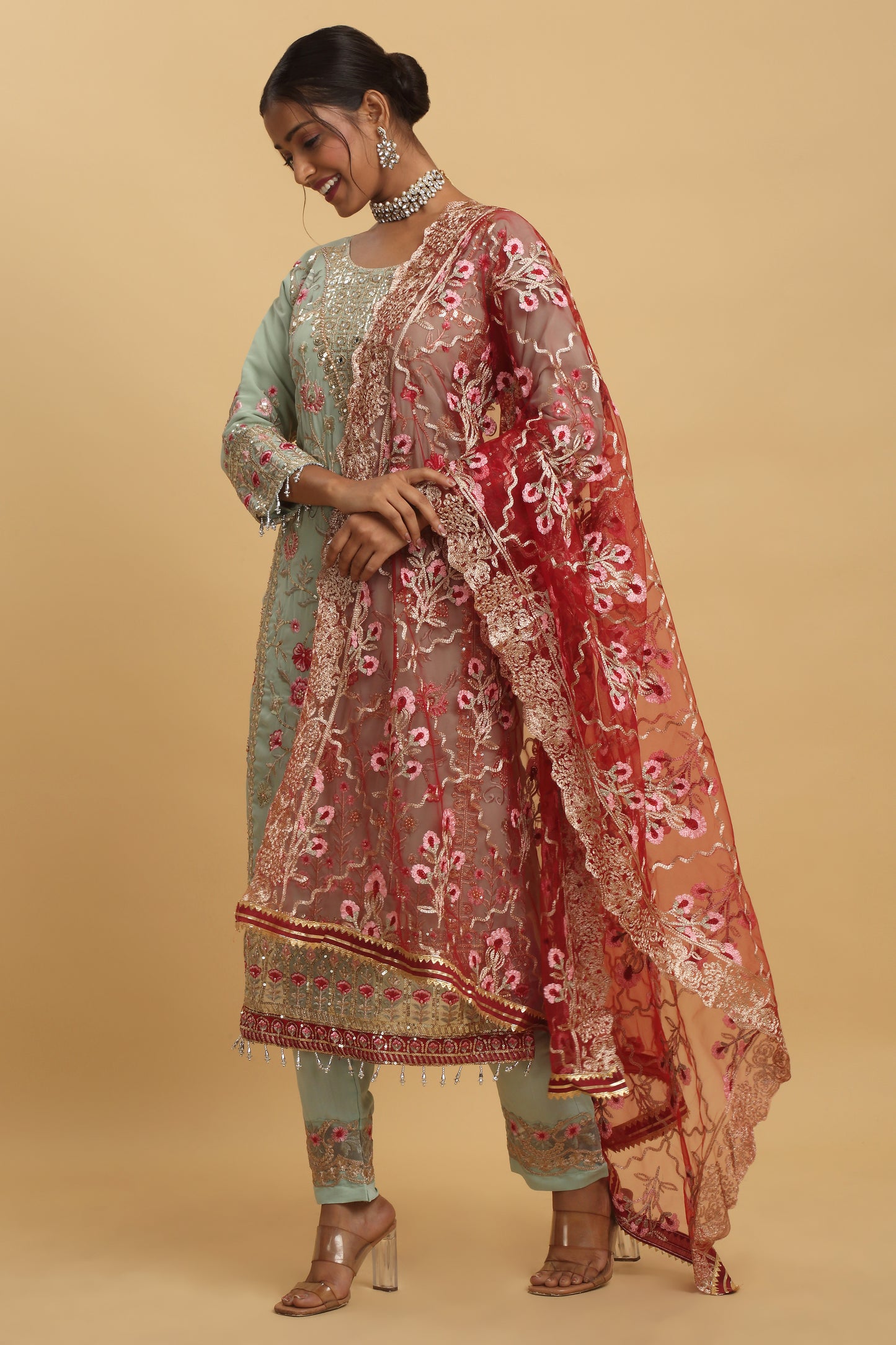 Floral Embroidered  Kurta Set