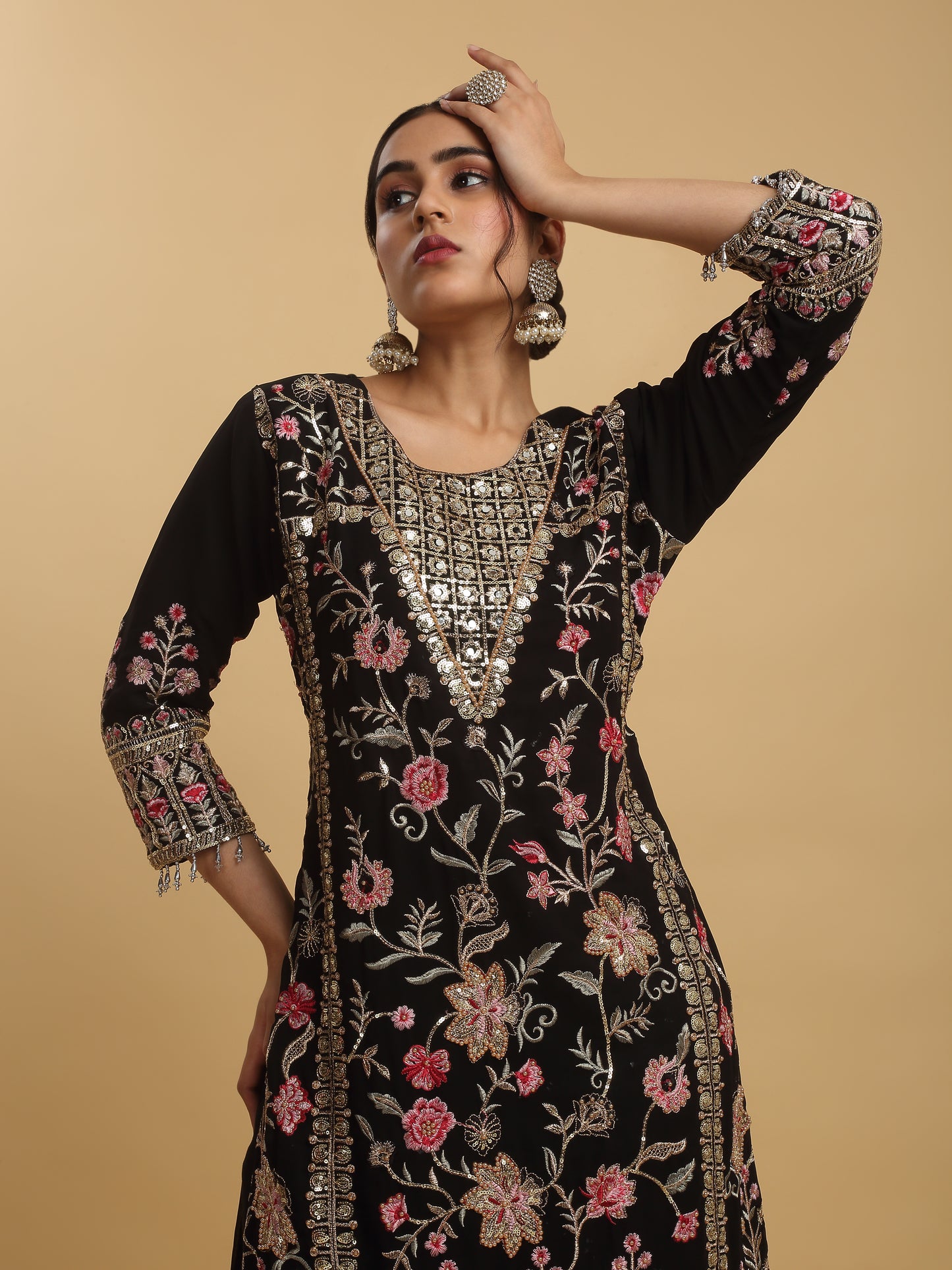 Floral Embroidered Work Kurta Set