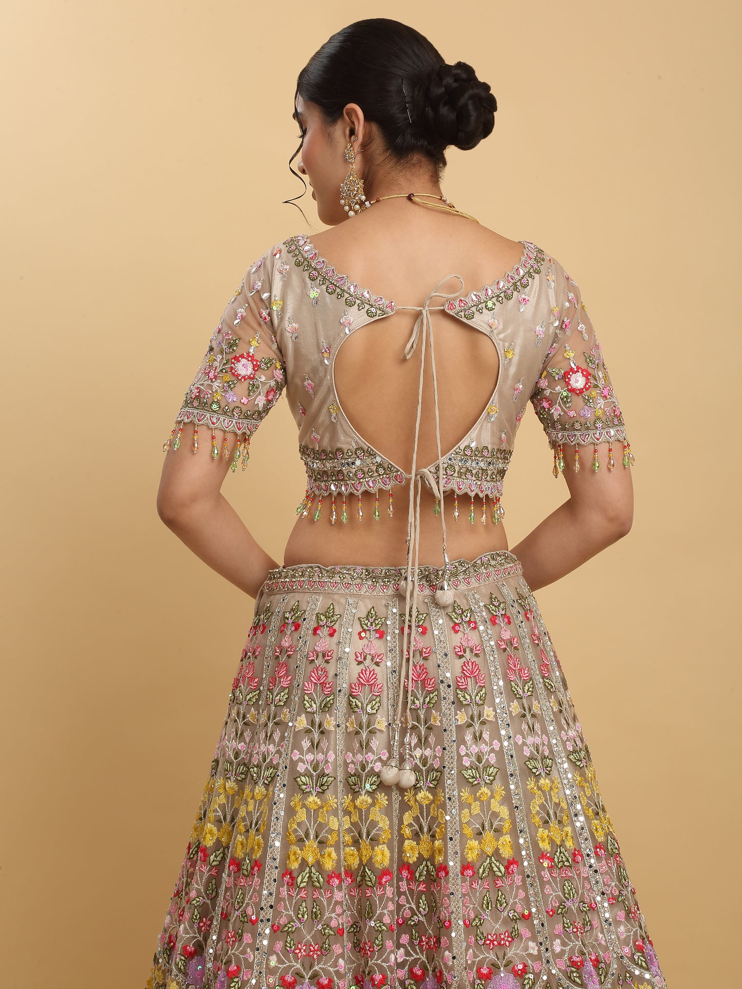 Gulposh Mirror & Thread Embroidered Bridal Lehenga Set