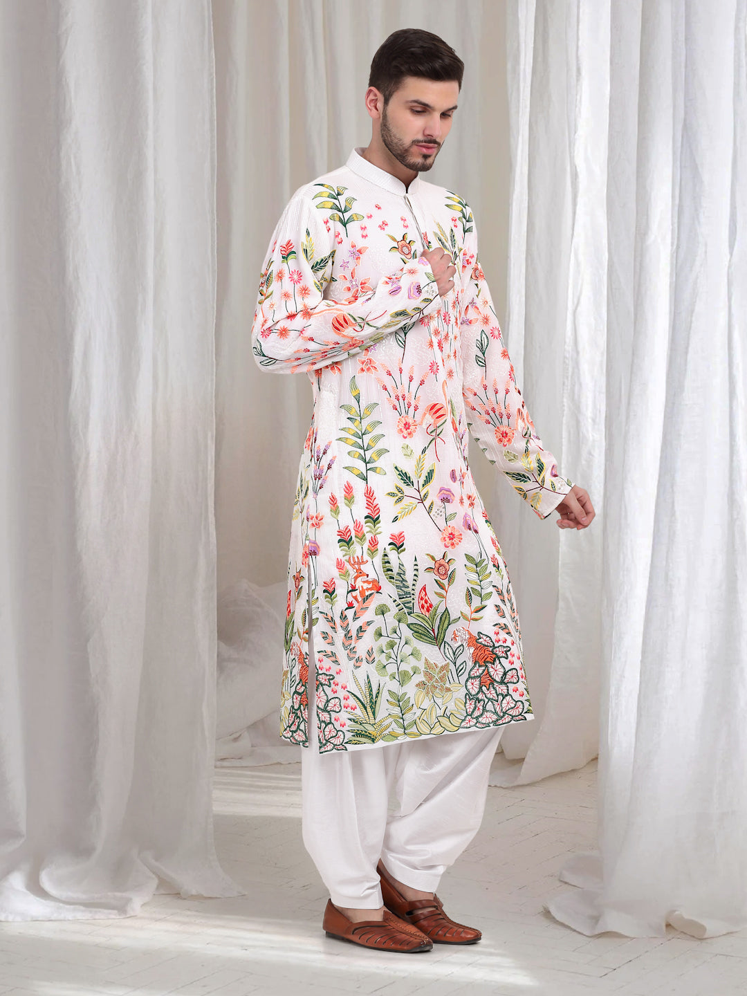 Varnika Embroidered Kurta Patiala Set - White